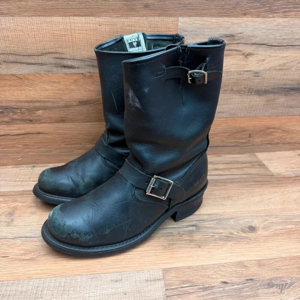 FRYE Women's Size 8.5M black Leather Engineer Boots Moto made in U.S.